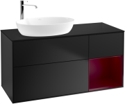 Тумба під раковину Villeroy & Boch Finion 120х50,1 см з підсвічуванням МДФ чорний матовий лак/скло чорне матове F932HBPD