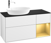 Тумба под раковину Villeroy & Boch Finion 120х50,1 см с подсветкой МДФ глянцевый белый лак/стекло черное матовое F932HFGF