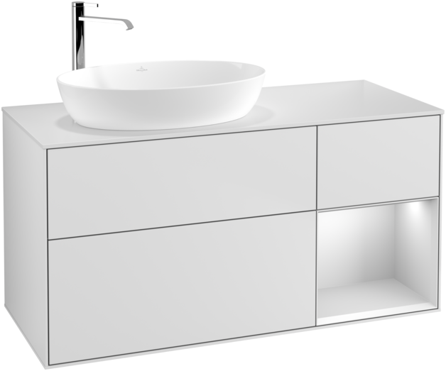 Тумба под раковину Villeroy & Boch Finion 120х50,1 см с подсветкой МДФ белый матовый лак/стекло белое матовое F931MTMT