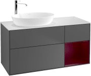 Тумба під раковину Villeroy & Boch Finion 120х50,1 см з підсвічуванням антрацит матовий лак/скло біле матове F931HBGK