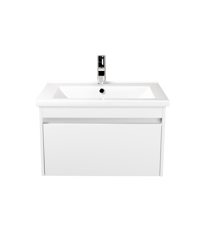 Тумба подвесная Мойдодыр Prime 60-А с раковиной Cosmo ДСП/МДФ белый глянец 00-0009148