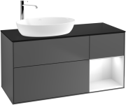 Тумба під раковину Villeroy & Boch Finion 120х50,1 см з підсвічуванням антрацит матовий лак/скло чорне матове F932GFGK