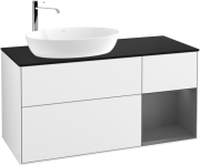 Тумба под раковину Villeroy & Boch Finion 120х50,1 см с подсветкой МДФ глянцевый белый лак/стекло черное матовое F932GKGF