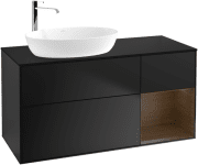Тумба под раковину Villeroy & Boch Finion 120х50,1 см с подсветкой МДФ черный матовый лак/стекло черное матовое F932GNPD