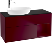 Тумба під раковину Villeroy & Boch Finion 120х50,1 см з підсвічуванням МДФ півонія матовий лак/скло чорне матове F932HBHB