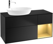 Тумба під раковину Villeroy & Boch Finion 120х50,1 см з підсвічуванням МДФ чорний матовий лак/скло чорне матове F932HFPD