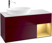 Тумба під раковину Villeroy & Boch Finion 120х50,1 см з підсвічуванням МДФ півонія матовий лак/скло біле матове F931HFHB