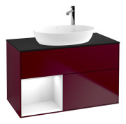 Тумба под раковину Villeroy & Boch Finion 100х50,1 см с подсветкой МДФ пион матовый лак/стекло черное матовое F892GFHB