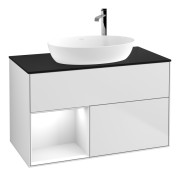 Тумба под раковину Villeroy & Boch Finion 100х50,1 см с подсветкой МДФ белый матовый лак/стекло черное матовое F892GFMT