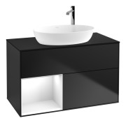 Тумба под раковину Villeroy & Boch Finion 100х50,1 см с подсветкой МДФ черный матовый лак/стекло черное матовое F892GFPD