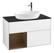 Тумба под раковину Villeroy & Boch Finion 100х50,1 см с подсветкой МДФ глянцевый белый лак/стекло черное матовое F892GNGF