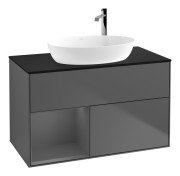 Тумба под раковину Villeroy & Boch Finion 100х50,1 см с подсветкой МДФ антрацит матовый лак/стекло черное матовое F892GKGK