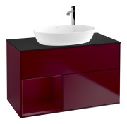 Тумба под раковину Villeroy & Boch Finion 100х50,1 см с подсветкой МДФ пион матовый лак/стекло черное матовое F892HBHB