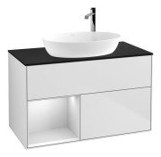 Тумба под раковину Villeroy & Boch Finion 100х50,1 см с подсветкой МДФ белый матовый лак/стекло черное матовое F892MTMT