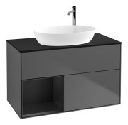 Тумба под раковину Villeroy & Boch Finion 100х50,1 см с подсветкой МДФ антрацит матовый лак/стекло черное матовое F892PDGK