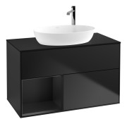 Тумба под раковину Villeroy & Boch Finion 100х50,1 см с подсветкой МДФ черный матовый лак/стекло черное матовое F892PDPD