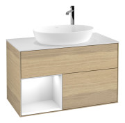 Тумба под раковину Villeroy & Boch Finion 100х50,1 см с подсветкой МДФ шпон дуба/стекло белое матовое F891GFPC