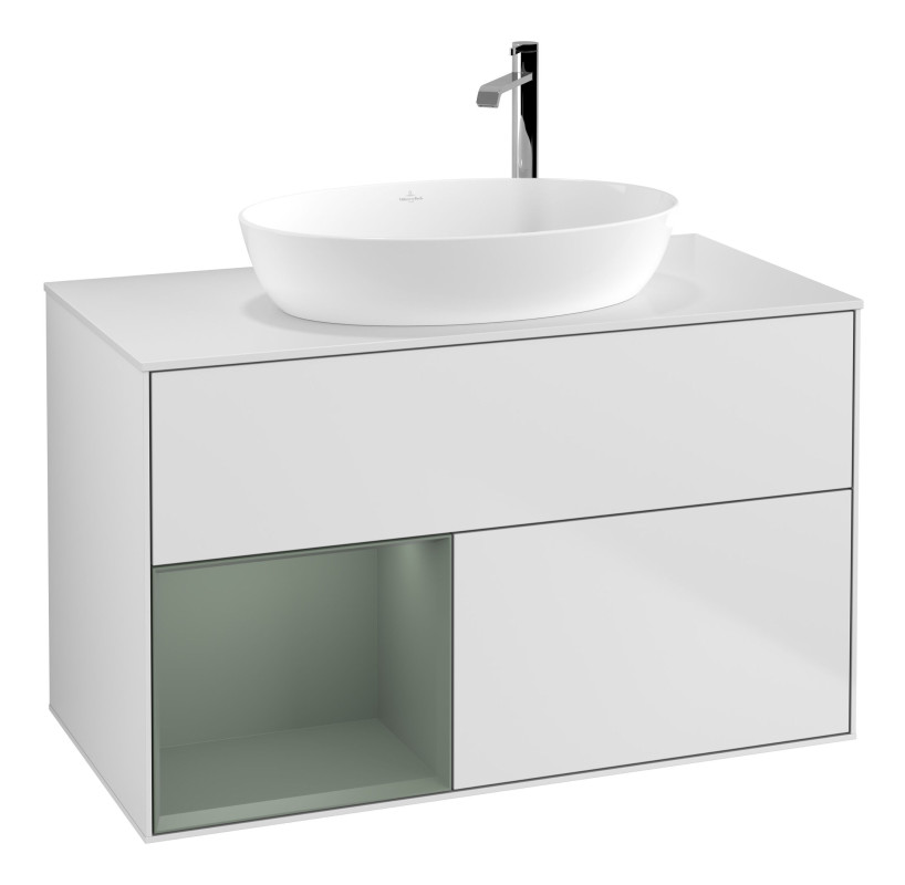 Тумба под раковину Villeroy & Boch Finion 100х50,1 см с подсветкой МДФ белый матовый лак/стекло белое матовое F891GMMT