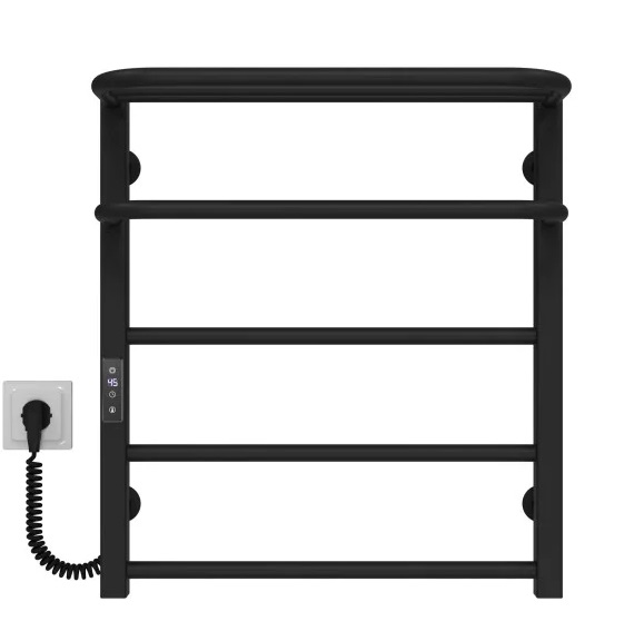 Сушарка для рушників електрична Deffi Lux Hotel П5 600х600 ліве підключення JD04 чорний A.LH.60.60.5.E.B.L.2