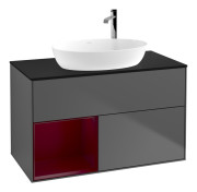 Тумба под раковину Villeroy & Boch Finion 100х50,1 см с подсветкой МДФ антрацит матовый лак/стекло черное матовое F892HBGK