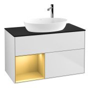 Тумба под раковину Villeroy & Boch Finion 100х50,1 см с подсветкой МДФ белый матовый лак/стекло черное матовое F892HFMT