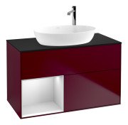 Тумба під раковину Villeroy & Boch Finion 100х50,1 см з підсвічуванням МДФ півонія матовий лак/скло чорне матове F892MTHB