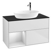 Тумба под раковину Villeroy & Boch Finion 100х50,1 см с подсветкой МДФ белый матовый лак/стекло черное матовое F892MTMT