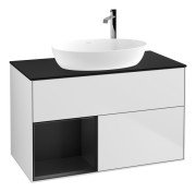 Тумба под раковину Villeroy & Boch Finion 100х50,1 см с подсветкой МДФ белый матовый лак/стекло черное матовое F892PDMT