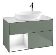 Тумба под раковину Villeroy & Boch Finion 100х50,1 см с подсветкой МДФ оливковый матовый лак/стекло белое матовое F891GFGM