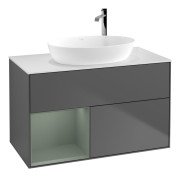 Тумба под раковину Villeroy & Boch Finion 100х50,1 см с подсветкой МДФ антрацит матовый лак/стекло белое матовое F891GMGK