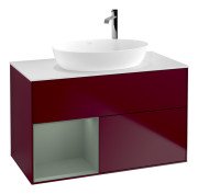 Тумба под раковину Villeroy & Boch Finion 100х50,1 см с подсветкой МДФ пион матовый лак/стекло белое матовое F891GMHB