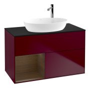 Тумба под раковину Villeroy & Boch Finion 100х50,1 см с подсветкой МДФ пион матовый лак/стекло черное матовое F892GNHB