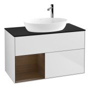 Тумба под раковину Villeroy & Boch Finion 100х50,1 см с подсветкой МДФ белый матовый лак/стекло черное матовое F892GNMT