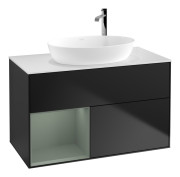 Тумба под раковину Villeroy & Boch Finion 100х50,1 см с подсветкой МДФ черный матовый лак/стекло белое матовое F891GMPD