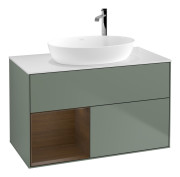 Тумба под раковину Villeroy & Boch Finion 100х50,1 см с подсветкой МДФ оливковый матовый лак/стекло белое матовое F891GNGM