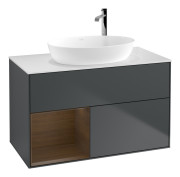 Тумба под раковину Villeroy & Boch Finion 100х50,1 см с подсветкой МДФ темно-синий матовый лак/стекло белое матовое F891GNHG