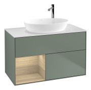 Тумба под раковину Villeroy & Boch Finion 100х50,1 см с подсветкой МДФ оливковый матовый лак/стекло белое матовое F891PCGM