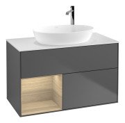 Тумба під раковину Villeroy & Boch Finion 100х50,1 см із підсвічуванням МДФ антрацит матовий лак/скло біле матове F891PCGK