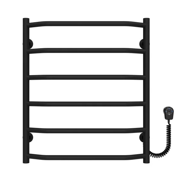 Електрична сушарка для рушників Deffi Трапеція П6 500х600 праве підключення EF16 чорний D.TR.60.50.6.E.B.R.5