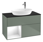 Тумба под раковину Villeroy & Boch Finion 100х50,1 см с подсветкой МДФ оливковый матовый лак/стекло черное матовое F892GFGM