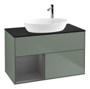 Тумба под раковину Villeroy & Boch Finion 100х50,1 см с подсветкой МДФ оливковый матовый лак/стекло черное матовое F892GKGM