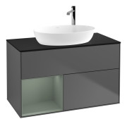 Тумба под раковину Villeroy & Boch Finion 100х50,1 см с подсветкой МДФ антрацит матовый лак/стекло черное матовое F892GMGK