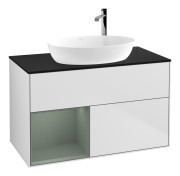 Тумба под раковину Villeroy & Boch Finion 100х50,1 см с подсветкой МДФ белый матовый лак/стекло черное матовое F892GMMT