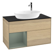 Тумба под раковину Villeroy & Boch Finion 100х50,1 см с подсветкой МДФ шпон дуба/стекло черное матовое F892GMPC