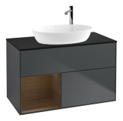 Тумба под раковину Villeroy & Boch Finion 100х50,1 см с подсветкой МДФ темно-синий матовый лак/стекло черное матовое F892GNHG