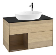 Тумба под раковину Villeroy & Boch Finion 100х50,1 см с подсветкой МДФ шпон дуба/стекло черное матовое F892GNPC