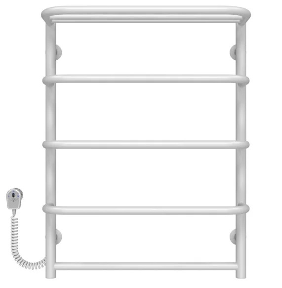 Электрический полотенцесушитель Deffi Стандарт с полкой П5 500х700 левое подключение EF16 белый D.SP.70.50.5.E.W.R.5
