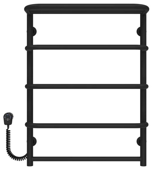 Електрична сушарка для рушників Deffi Стандарт з полицею П5 500х700 ліве підключення EF16 чорний D.SP.70.50.5.E.B.L.5