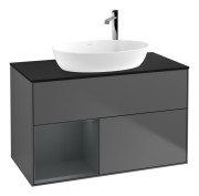 Тумба під раковину Villeroy & Boch Finion 100х50,1 см із підсвічуванням МДФ антрацит матовий лак/скло чорне матове F892HGGK