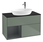 Тумба под раковину Villeroy & Boch Finion 100х50,1 см с подсветкой МДФ оливковый матовый лак/стекло черное матовое F892HGGM